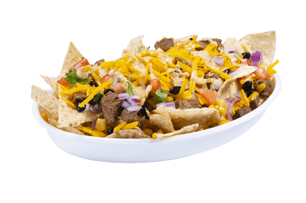 A generous serving of Hot Head nachos with queso and toppings