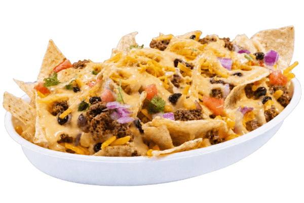 Customizable Hot Head Nachos with cheese sauce