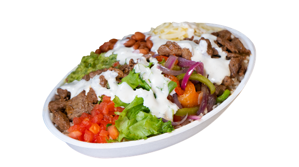 Double Steak Power Bowl with fajita veggies