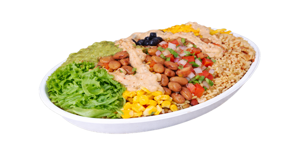 Veggie Power Bowl with guacamole and supergreens